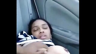 Horny Indian Masturbating In Car Around Her Boyfriend